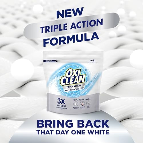 OxiClean Triple Action White Revive Laundry Whitener Powder, 4 lbs