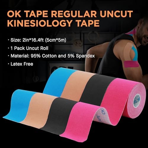 OK TAPE Kinesiology Tape Regular Original Tape 2in x 16.4ft Uncut Roll