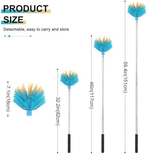 Cobweb Duster with Extension Pole，Adjustable 57" Spider Web Brush with Pole