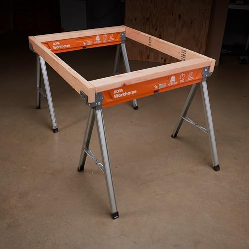 BORA Workhorse X Saw Horses 2 Pack Folding Heavy Duty Metal Sawhorse