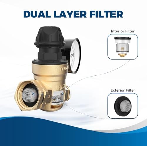RVGUARD RV Water Pressure Regulator Valve With Adjustable Knob