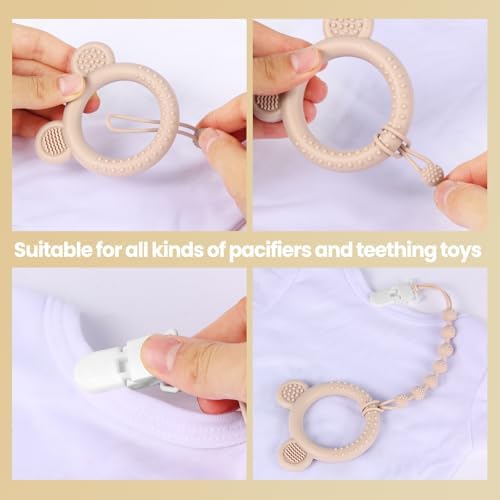 Eascrozn Baby Pacifier Clip, 6 Pack Silicone Pacifier Holder BPA Free