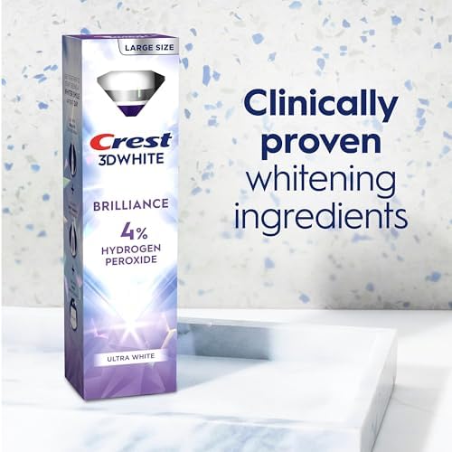 Crest 3D White Brilliance Pro Ultra White Teeth Whitening Toothpaste, 3.8 oz, Anticavity Fluoride Toothpaste, 4% Hydrogen Peroxide, Active Whitening Protection
