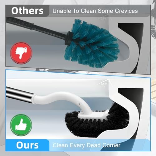 AONEZ Toilet Brush and Holder Set, Deep Under-Rim Cleaning, Vented Holder