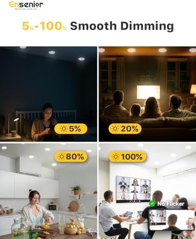 Ensenior 20 Pack 6 Inch LED Recessed Light, 5CCT Dimmable Canless Wafer