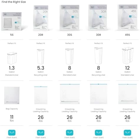 Home Zone Living 8 Gallon Kitchen Trash Bags with Drawstring Handles