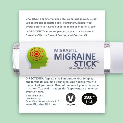 Migrastil Migraine Stick Roll On, Peppermint Oil, Essential Oil Roller USA