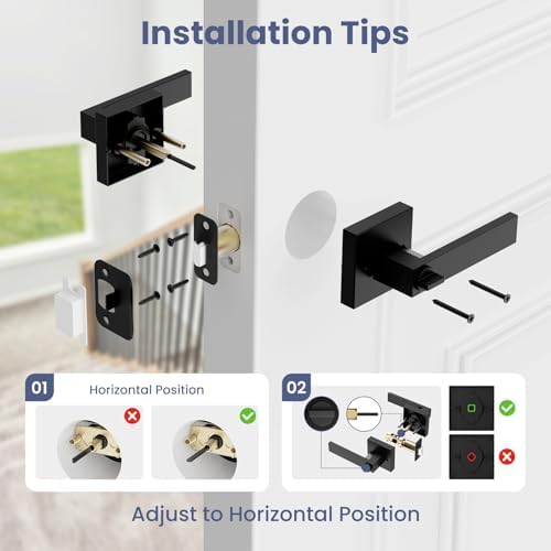 Estmoon 5 Pack Matte Black Door Handles Interior Door Knobs