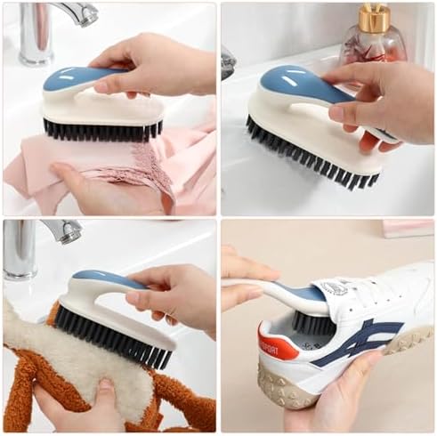 Soft Bristle Scrub Cleaning Brush Stain Remover Brush Fabric Cleaning Brush Laundry Brush Small Scrub Brush Cleaner Household Cleaning Brushes for Carpet, Clothes, Bathroom,Sneaker-2 Pack (Blue)