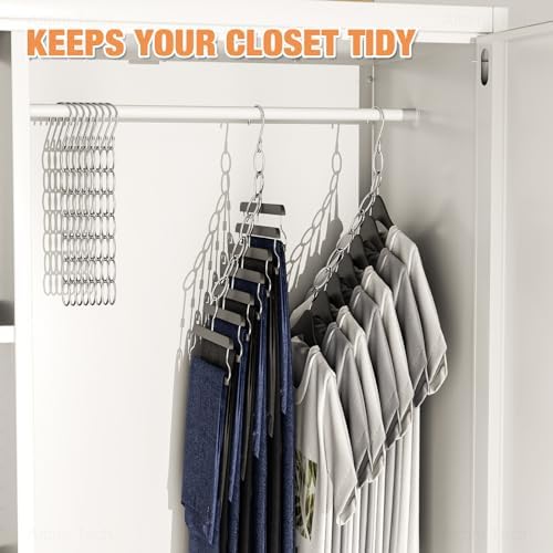NiHome Space Saving Hangers 10-Pack, Metal Closet Organizer with Safety Cap