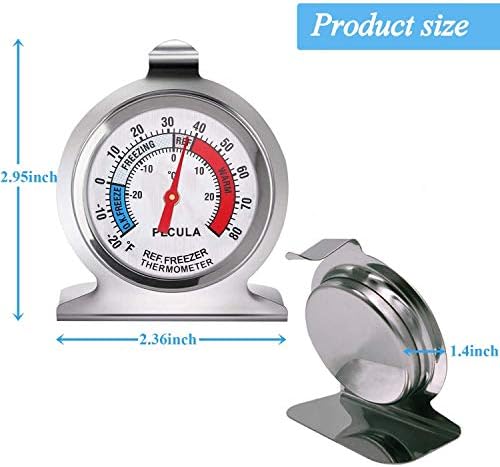 2 Pack Refrigerator Thermometer, 30-30°C/20-80°F, Classic Fridge Thermometer Large Dial with Red Indicator Thermometer for Freezer Refrigerator Cooler