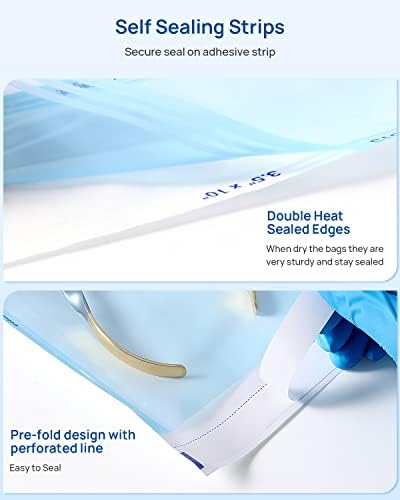 JMU Self Seal Sterilization Pouches 3.5" x 10", Sterilization Bags 200/Box
