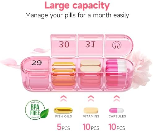 Zoksi Monthly Pill Organizer 1 Time a Day, 30 Day Pill Box Organizer