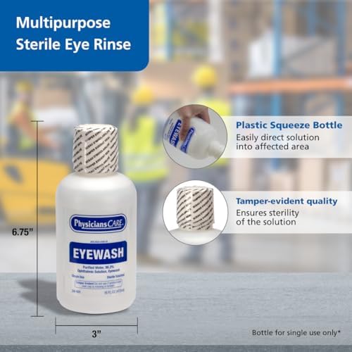 PhysiciansCare Eye Wash Solution, Sterile Isotonic Buffered Solution for Flushing & Irrigating Eyes, 16-oz Bottle