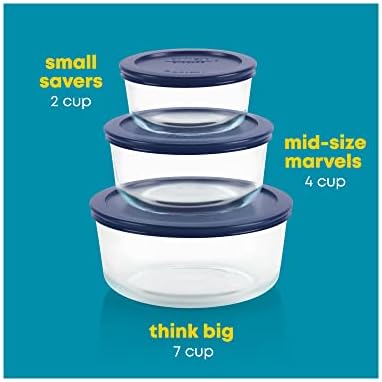 Pyrex Simply Store (3-Pack) Glass Food Storage Containers Set (2, 4, 7 Cup)