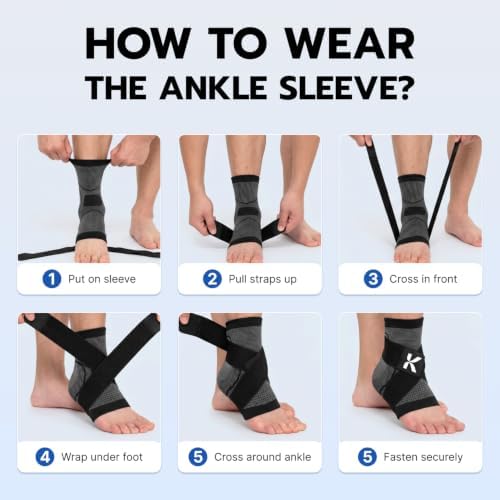 Koprez Ankle Compression Sleeve & Ankle Brace for Plantar Fasciitis Relief