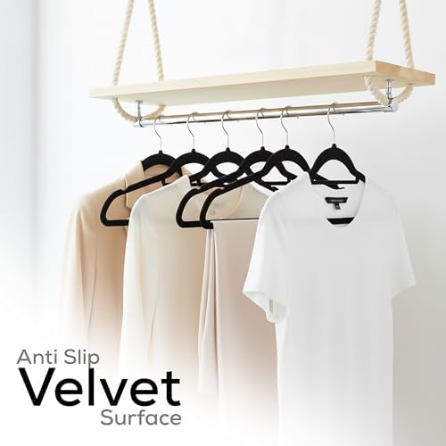 Utopia Home Velvet Hangers 100 Pack – Premium Hangers with Tie Bar - Black
