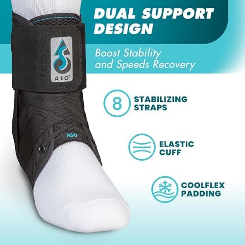 Med Spec ASO Ankle Stabilizer Lace Up Ankle Brace Sprain Support Black, MD