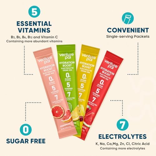 Venture Pal Sugar Free Electrolyte Powder Packets, Keto Friendly, 16 Sticks