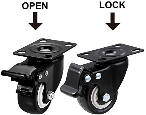 2" Swivel Casters Set of 4, Heavy Duty Locking Casters with Brakes
