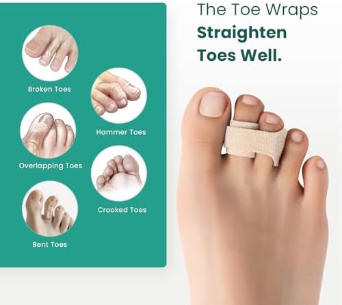 Welnove Hammer Toe Straightener and Corrector - Broken Toe Wraps 8 Ct Large