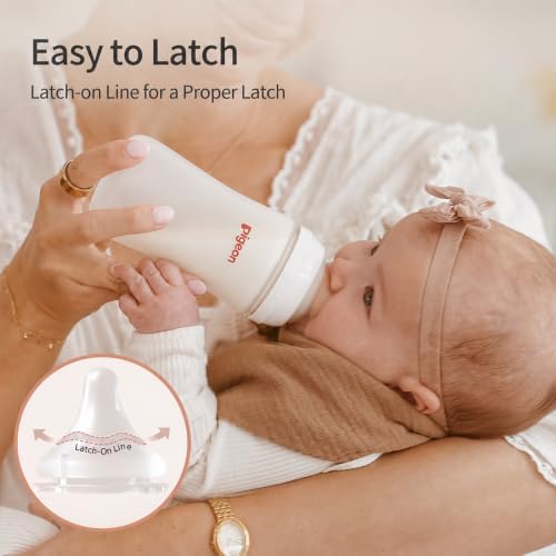 Pigeon Silicone Coating Baby Bottles, Wide Neck, 5 oz, Pack of 2