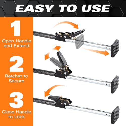Keeper Adjustable Cargo Bar for Pickup Truck Bed, Ratcheting Cargo Bar, Ideal Work Truck Accessories, Black/Silver, 40"-70" Adjustable Length
