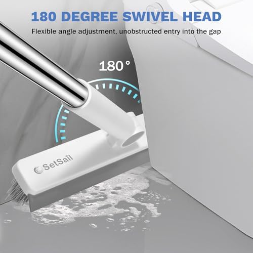 SetSail Grout Cleaner Brush with Long Handle, V-Shaped Floor Scrub Brush