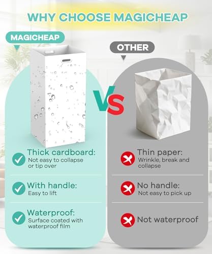 4 Pack 30 Gallon Disposable Trash Cans, 30" H x 14" W x 14" D, White