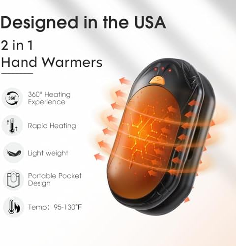 AI Hand Warmers Rechargeable 2 Pack, AI Smart Chips Electric Hand Warmers, 20Hrs Long Safe Heat, Portable Pocket Heater, Gifts for Christmas, Outdoor, Hunting, Golf, Camping Accessories