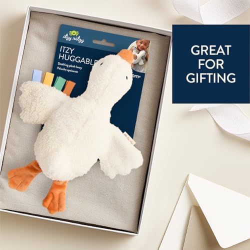 Itzy Ritzy Huggable Lovey, Plush Comfort Toy with Sensory Ribbons (Goose)