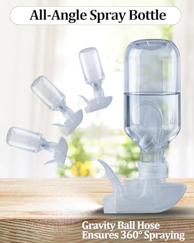 2 Pack 360° 10oz Spray Bottles with Adjustable Spray Nozzles Clear