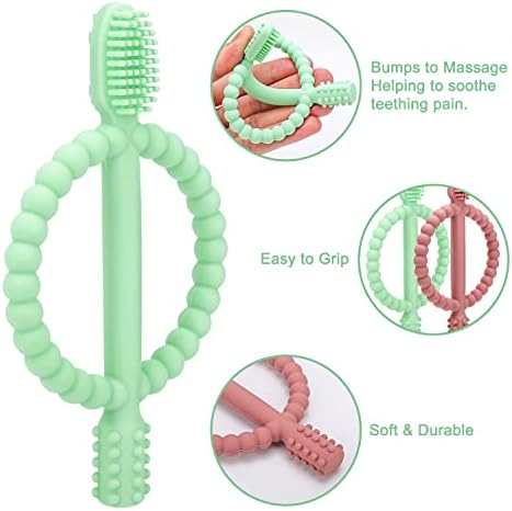 MISSLILI Baby Teething Toys with Easy-Hold Handle, Infant Toothbrush