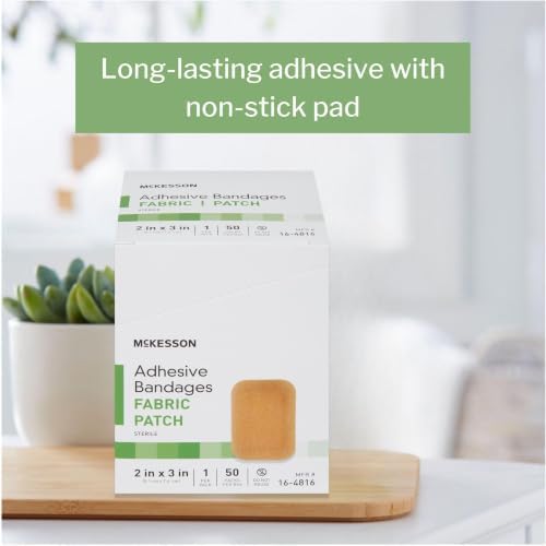 McKesson Adhesive Bandages, Sterile, Fabric, Tan, 2 x 3 in, 50 ct