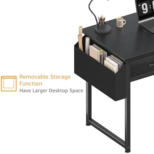 DLisiting 32 Inch Small Desk with Drawers, Black