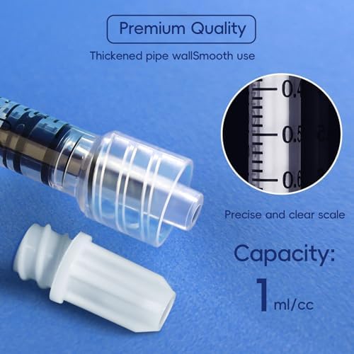 1mL Luer Lock Syringe (No Needle) - Sterile, Individually Wrapped - Pack of 30, Accurate Liquid Measurement, Leak-Proof Design