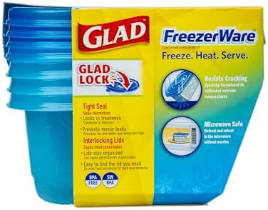 Glad GladWare FreezerWare Food Storage Containers, 24 Oz, 4 Count