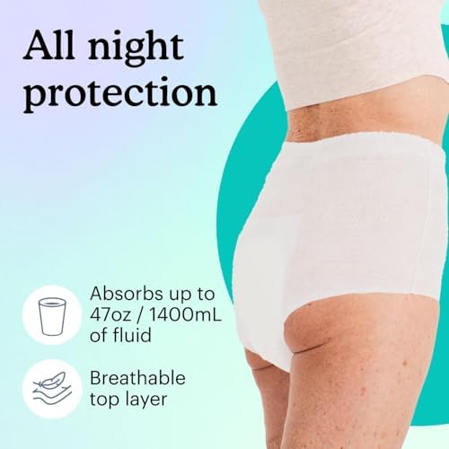 Because Overnight Absorbency Pull Ups - Adult Disposable Incontinence Underwear, Extra Absorbent Nighttime Briefs for Men and Women, White, Small/Medium, 20 Count