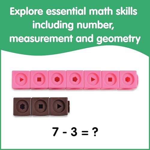 edxeducation Math Cubes, Set of 100 Counting Blocks, 5 Shapes and 10 Colors