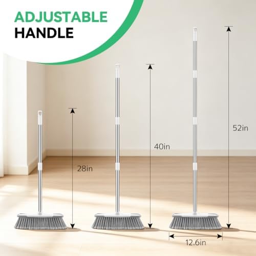 SetSail Indoor Soft Bristle Broom，52'' Long Handle House Broom for Sweeping