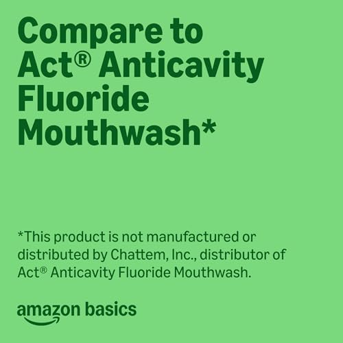 Amazon Basics Anticavity Fluoride Rinse, Alcohol-Free, Mint, 18 ounce (Pack of 4), Packaging May Vary