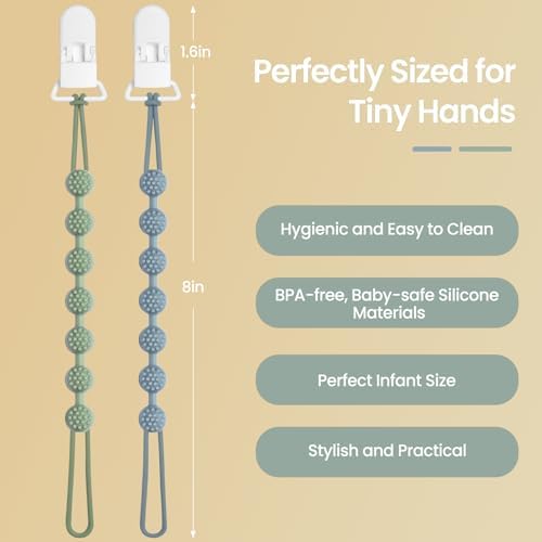 Eascrozn Baby Pacifier Clip, 6 Pack Silicone Pacifier Holder BPA Free