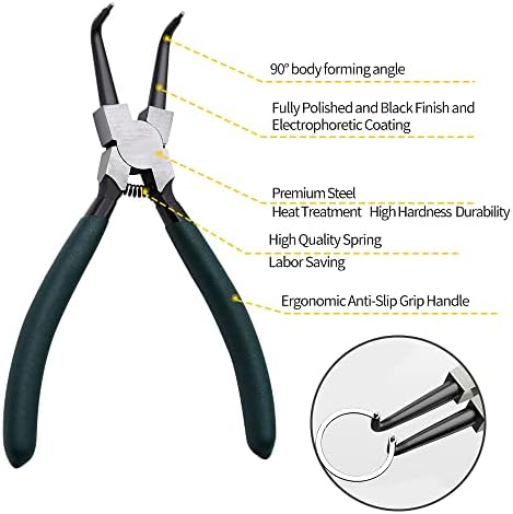 4pcs 7in Snap Ring Pliers, 5/64in Tips