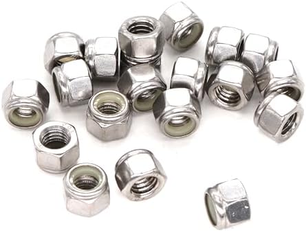 50pcs 1/4-20 Inch Nylon Inserted Self Locking Nuts - 304 Stainless Steel, 1/4" Nylock Nuts for Furniture, Tools, Handle