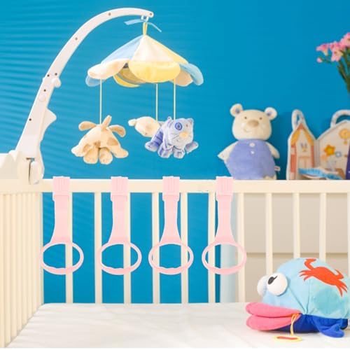 4Pcs Baby Playpen Pull up Rings, Pull up Rings for Play Pen, Playpen Accessories for Help Stand Up Walking Training Tool Newborn (Pink)