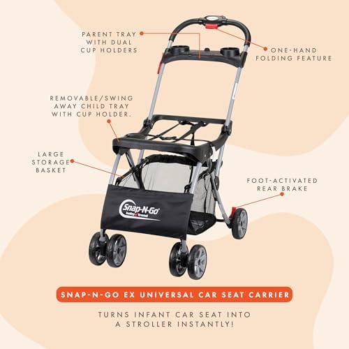 Baby Trend Snap N Go EX Foldable Universal Infant Car Seat Carrier, Black