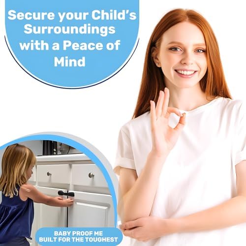 Baby Proof Me RV Fridge Lock & Child Safety Cabinet Latch, Black, 6-Count