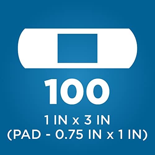 Amazon Basic Care Flexible Fabric Adhesive Bandages, First Aid for Wounds and Scrapes, Breathable with Non-Stick Pad, Latex Free, 100 Count