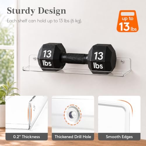 Lifewit Acrylic Floating Shelves for Bathroom 14" Clear, 4 Pack