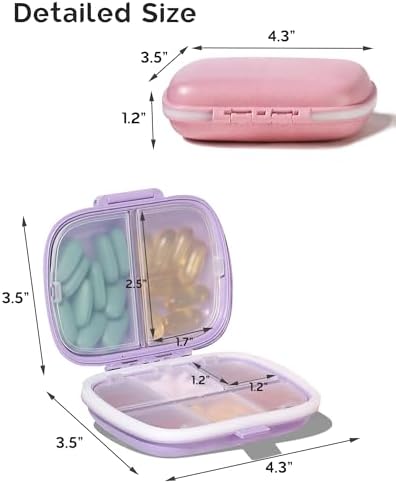 MEACOLIA 3 Pack Travel Pill Organizer, 8 Compartments Pill Box